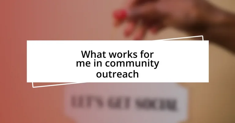 What works for me in community outreach