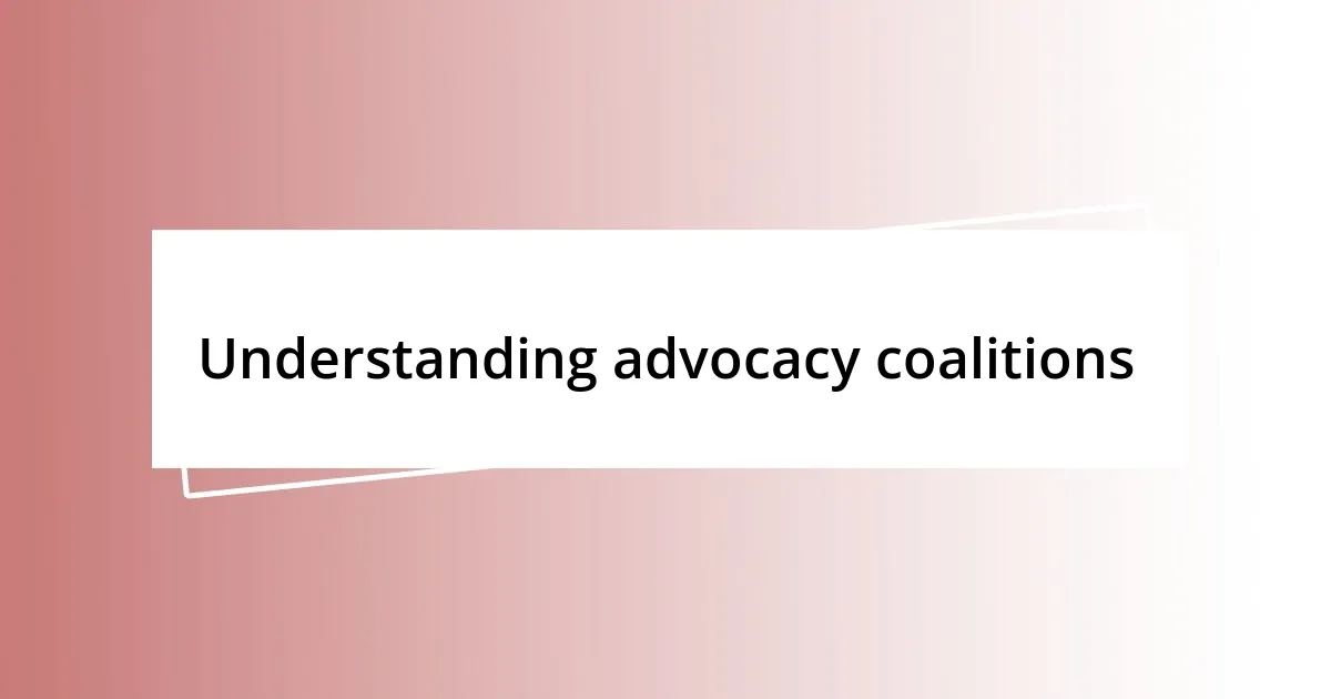 Understanding advocacy coalitions