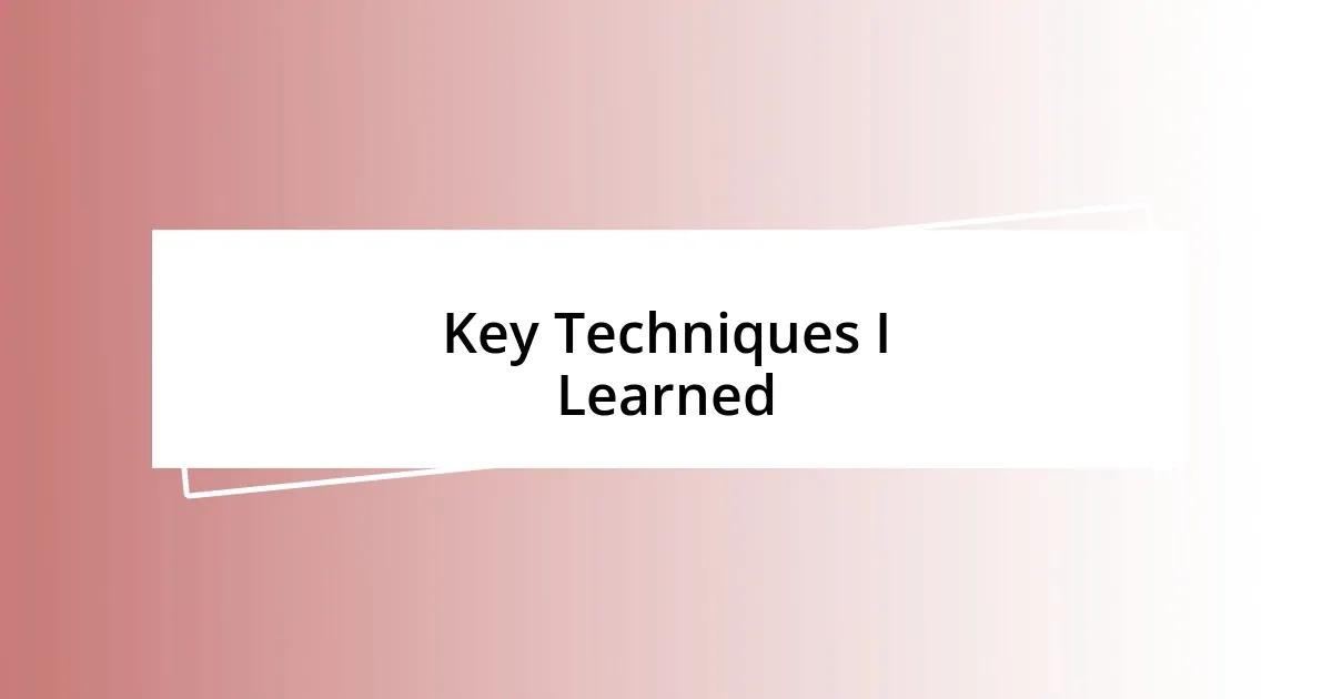 Key Techniques I Learned