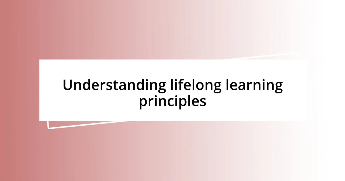 Understanding lifelong learning principles