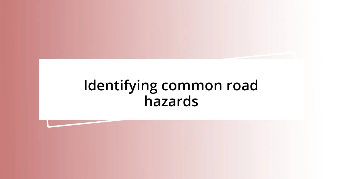 Identifying common road hazards