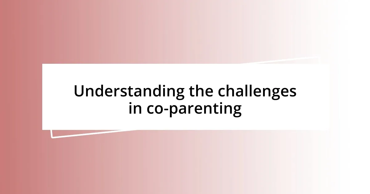 Understanding the challenges in co-parenting