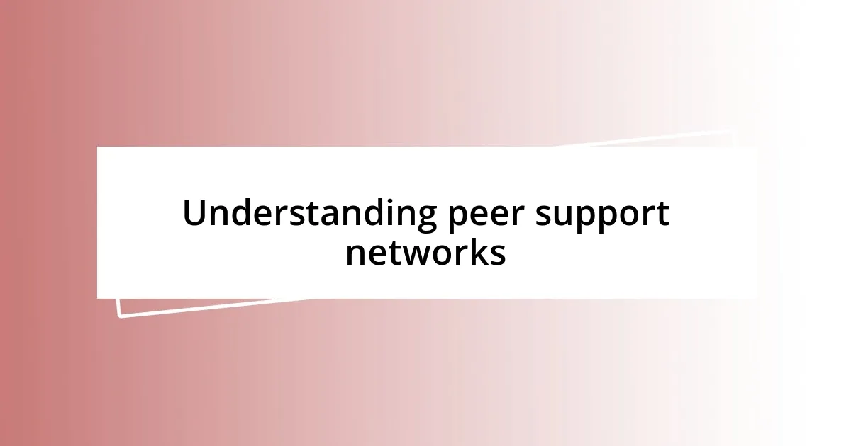 Understanding peer support networks