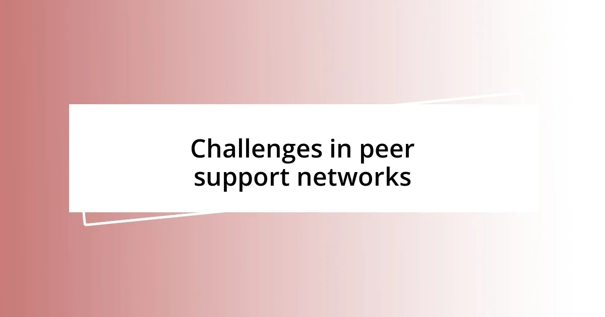 Challenges in peer support networks