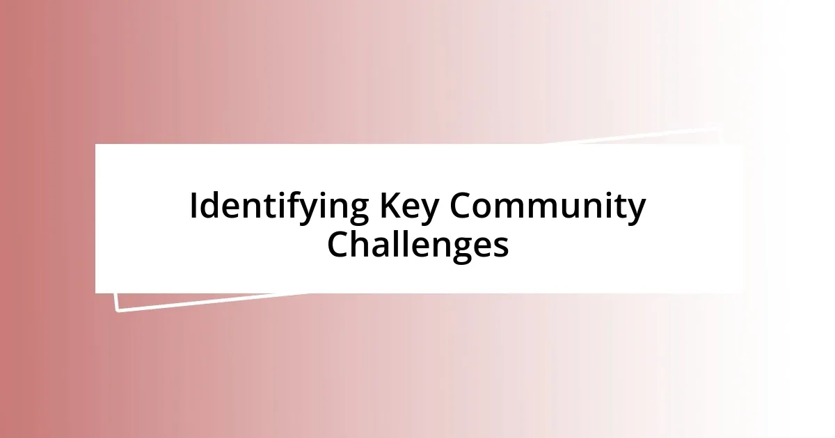 Identifying Key Community Challenges