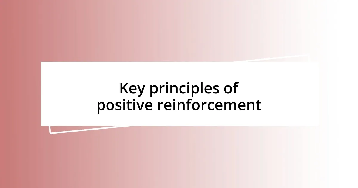 Key principles of positive reinforcement